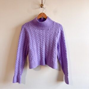 525 America Lavender Cable Knit Sweater